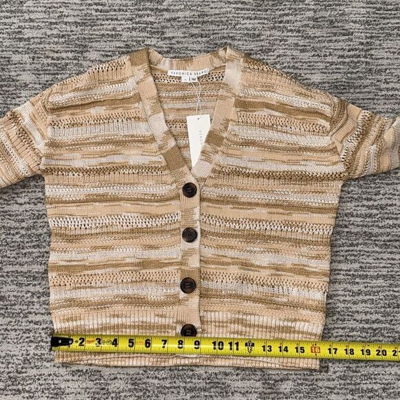 NWT VERONICA BEARD Goliad Cropped Cardigan Camel Multi XS Cotton - Picture 11 of 15